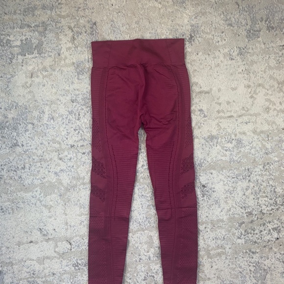 Burgundy Seamless High Waist Mesh Long Sleeve - Picture 6 of 8